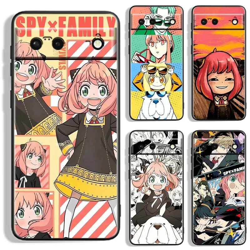 

Anya Forger SPY FAMILY For Google Pixel 9a 9 8A 8 7 7A 6 6A Pro XL 2024 5G Black Soft TPU Silicone Cover Phone Case