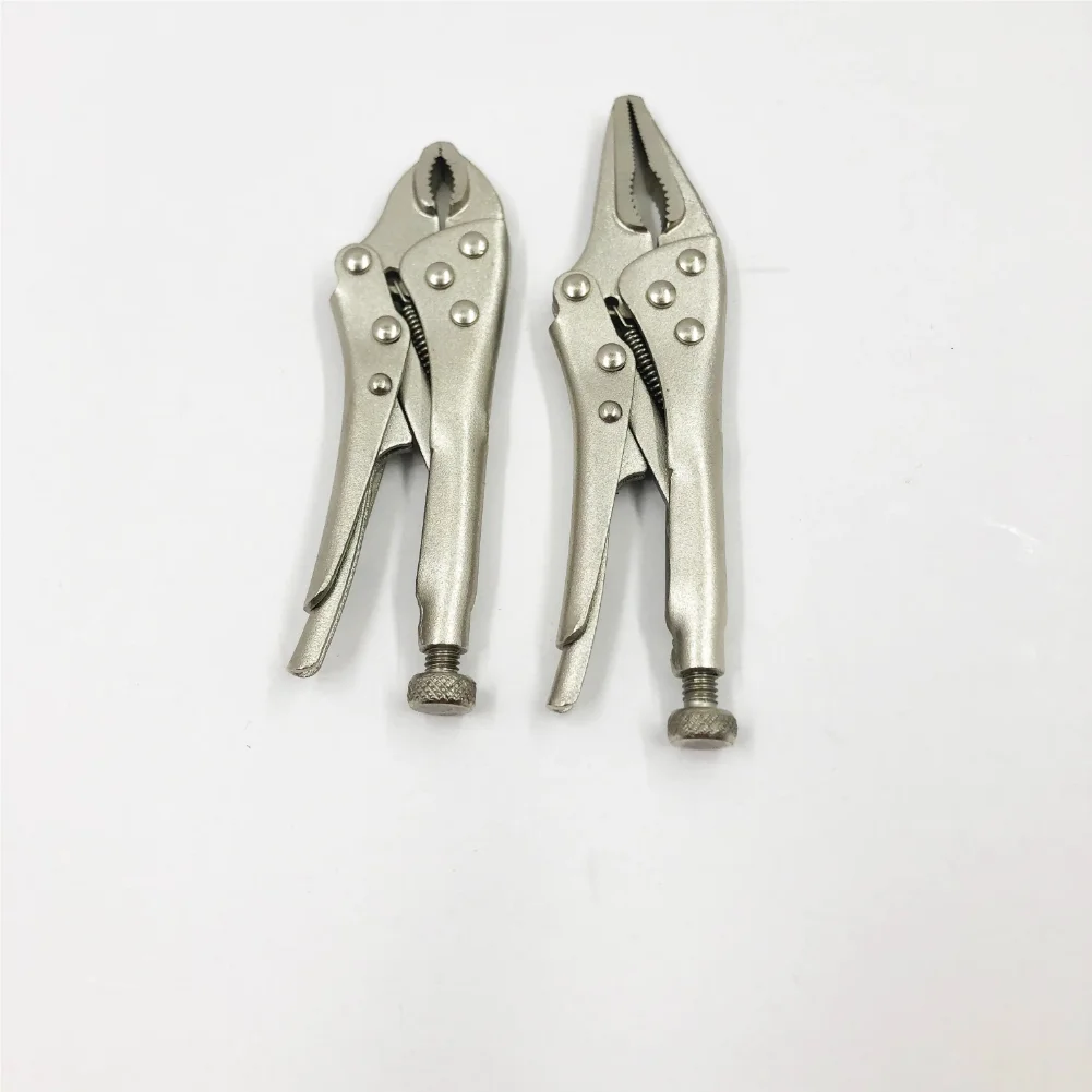 

2Pcs/set Mini Vice Grip Style Locking Pliers 5" Long Nose and 4" Curve Jaw Labor-saving clamp welding clamp Home hand Tools