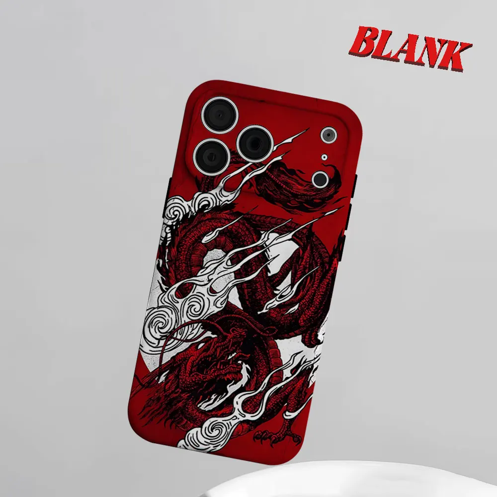 

Red Dragon Tattoo 2-in-1 Phone Case For iPhone 17 16 15 14 13 Pro Max Air 16e INS Flower Hard PC Bumper Cover Coque