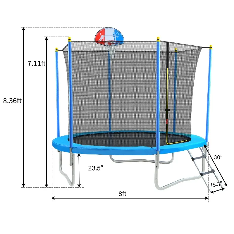 Trampoline with protective net assembly Trampoline Dajian Yuncang straight hair