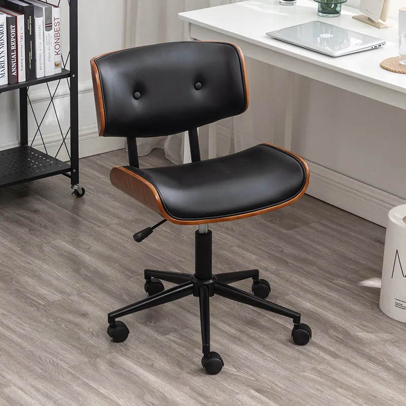 Luxury PC Desk Chair Solid Wood Swivel Office Seat Height Adjustable Ergonomic Computer Chair Cozy