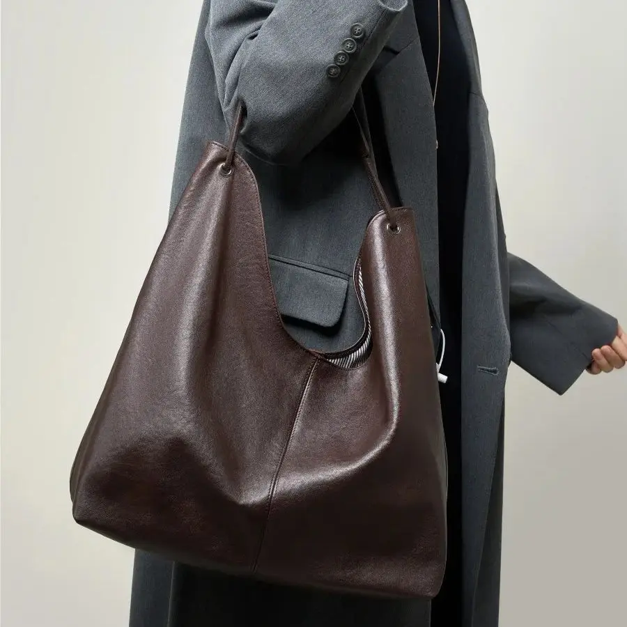 Leather Large Capacity Texture Tote Bag Hundred Shoulder Class Underarm Commuter Bag Large Capacity Soft