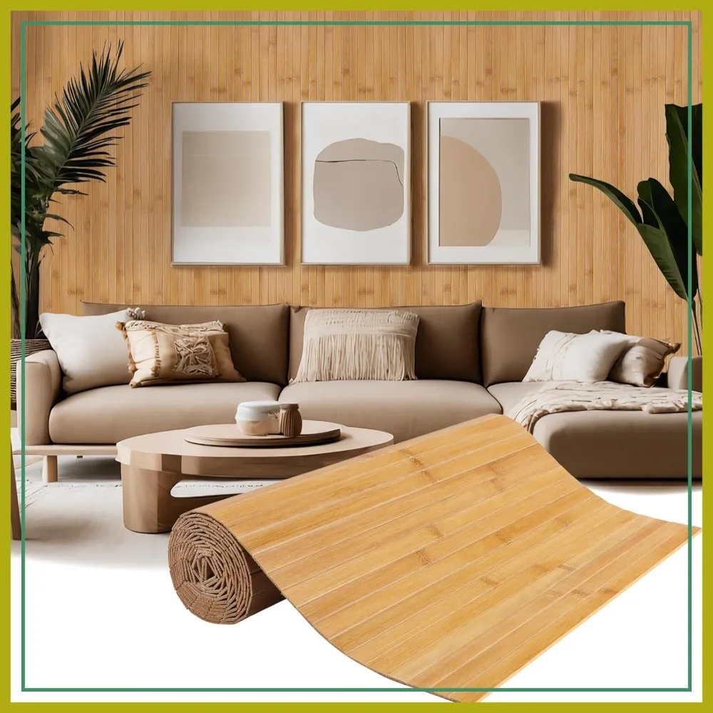 

Natural Bamboo Wall Panel for Interior Decor, 48"x96" Light-Carbonized, for Kitchen Island, Living Room, Bedroom, Office