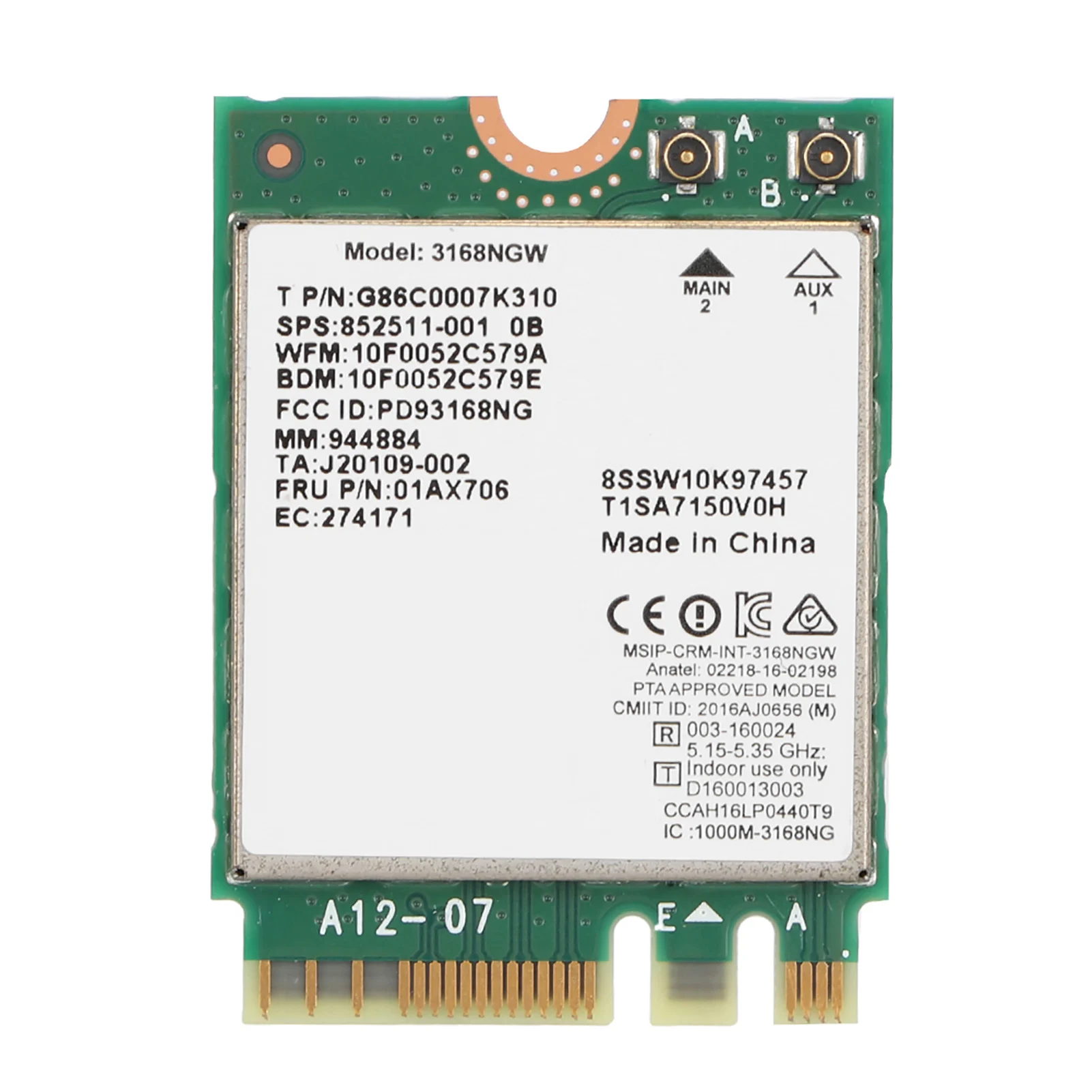 High Speed Internet 3168NGW Wireless-AC Dual Band Wifi Network Card with Bluetooth 4.2 for Laptop Desktop PC Internet Access