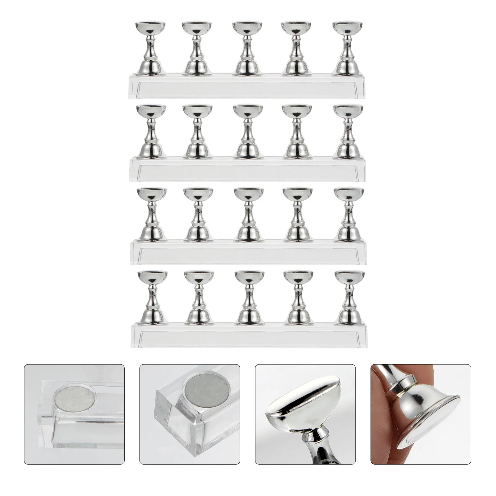 4 Pcs Manicure Tools Nail Checkerboard Show Rack Display Shelf Acrylic Finger Practice Stand