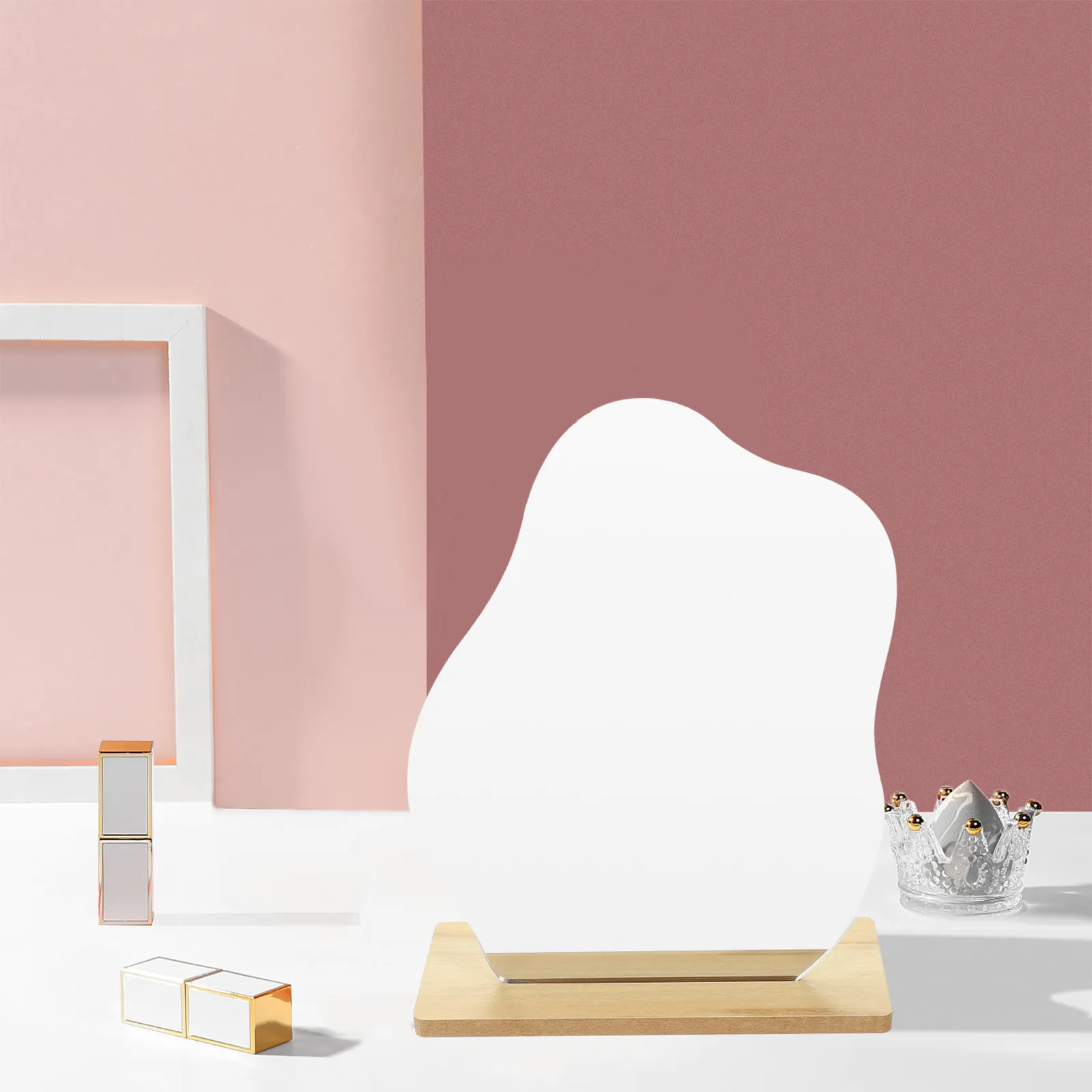 

Elegant Acrylic Flip Makeup Mirror Desktop Type Clear Hd Reflection Frameless Mirror for Bedroom Bathroom
