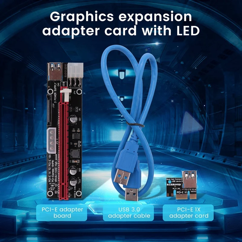 6 قطعة PCI-E GPU الناهض كابل سريع 16X إلى 1X مع LED الرسومات تمديد Ethereum ETH التعدين بالطاقة الناهض بطاقة محول