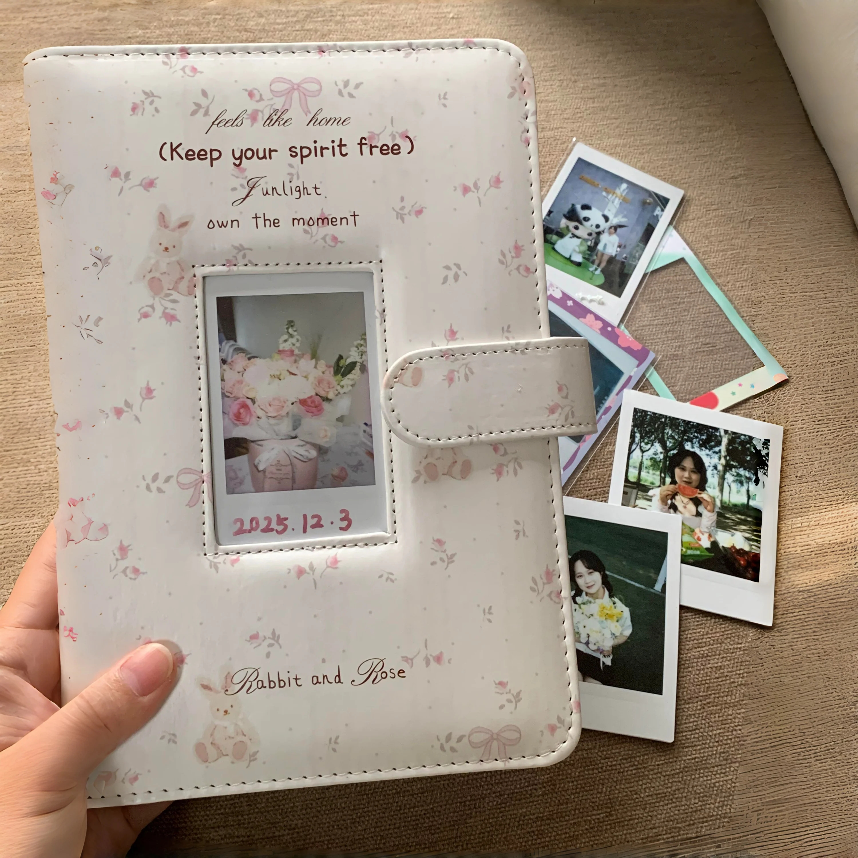 A5 Pink Floral Photo Album Storage Book Large Capacity Insert-Type Photo Album Loose-Leaf DIY Friend Birthday Gift Stationery