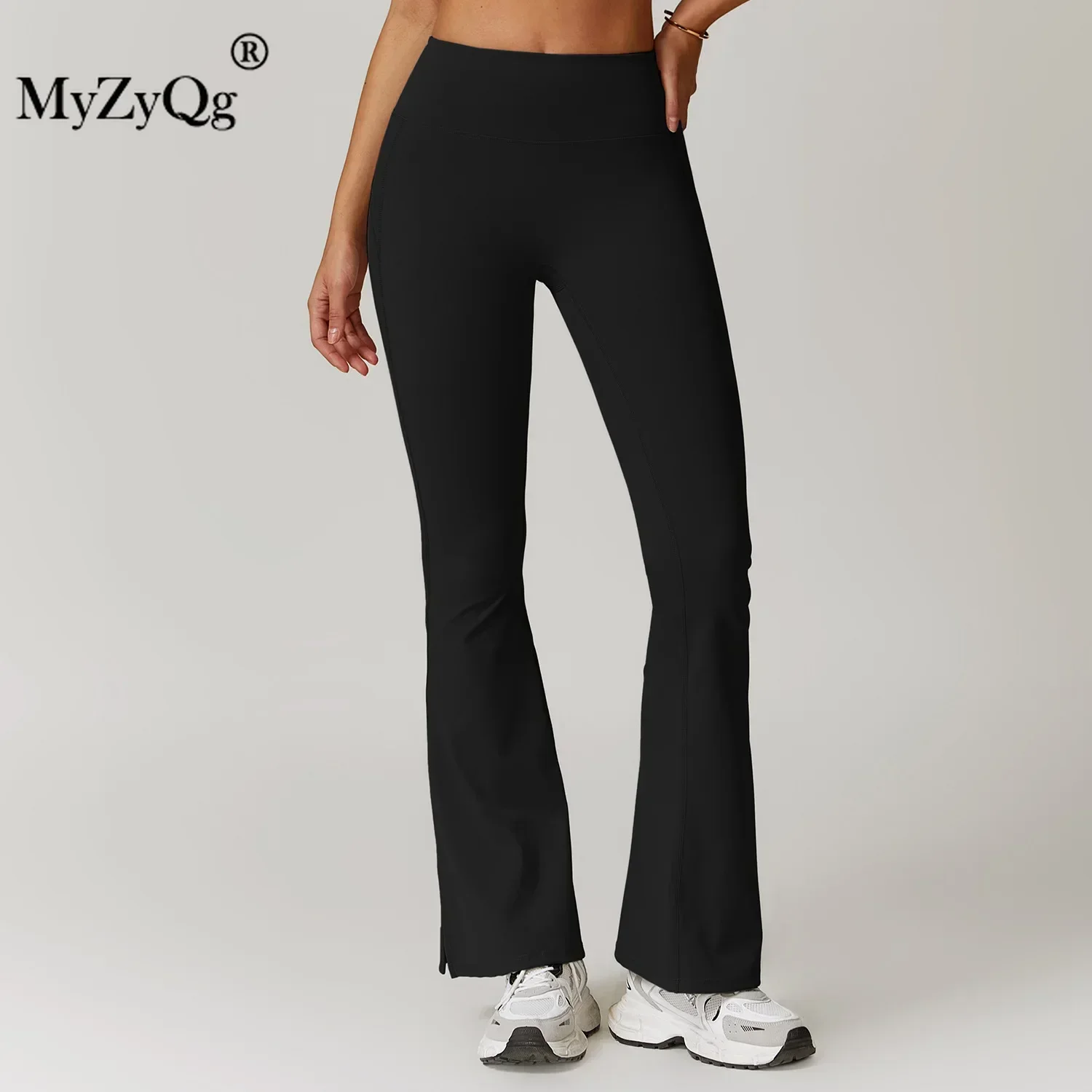 MyZyQg-mallas ajustadas de Yoga para mujer, pantalones deportivos acampanados de pierna ancha Micro elásticos para correr, pantalones deportivos de cintura alta