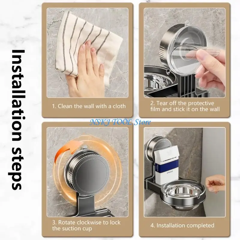 L8RC Carbon Steel Ashtray for Bathroom Toilet Hotel Wall Mounted Rustproof Designs