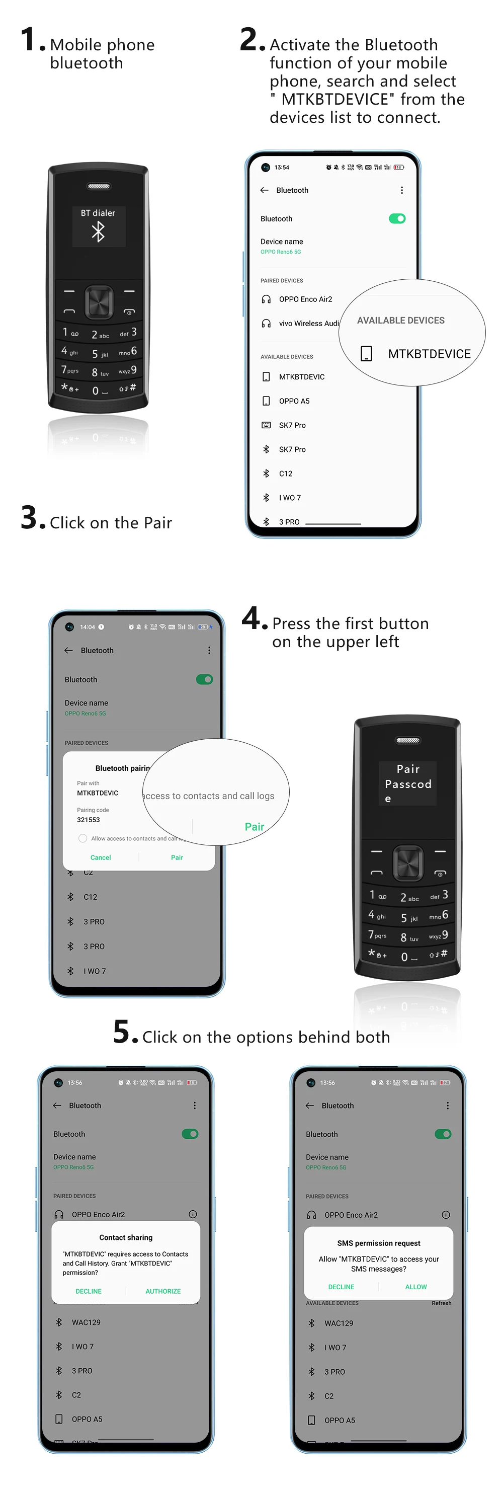 SERVO BM01 Ultra Mini Pocket 2G Feature Phone 2 SIM Magic Voice Blacklist Speed Dial Bluetooth Sync Auto Recording Mobile Phone