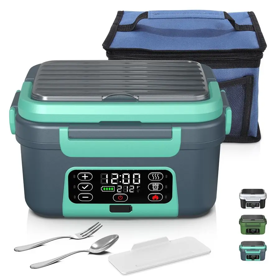 

Electric Heated Lunch Box, 1.5L 6.3Cups 20000mAh Rechargeable Food Warmer Lunch Box with Self Heating, Smart Timer, Adjustable T