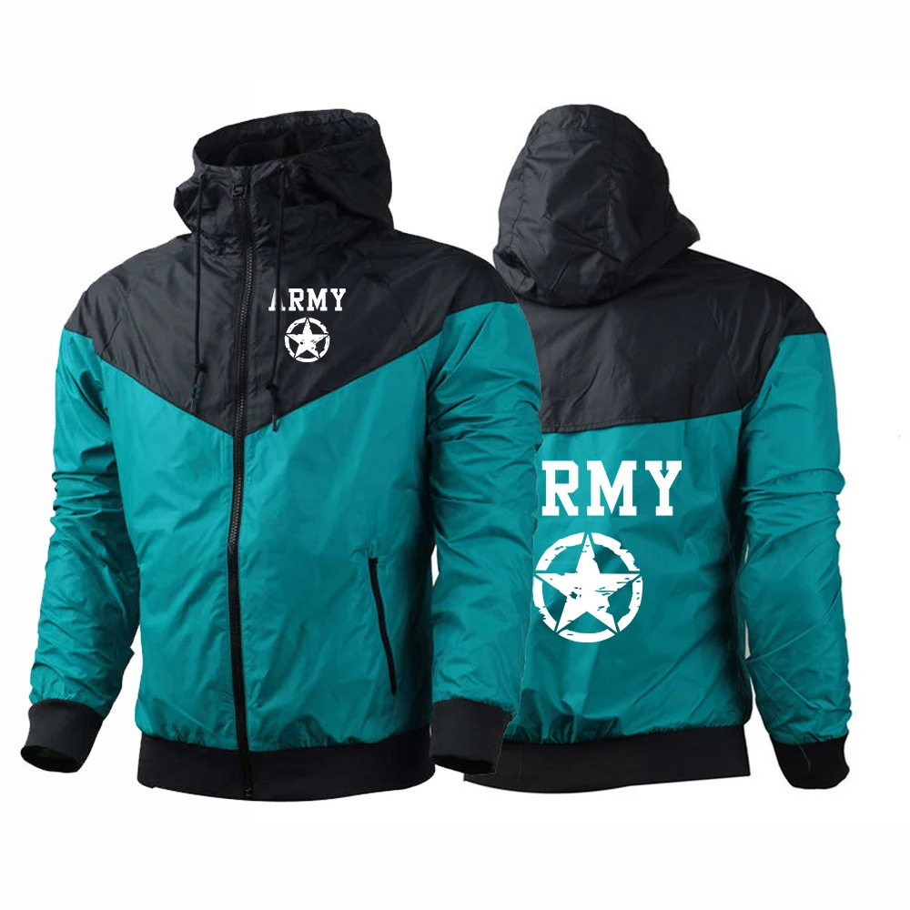 ARMY And Five Pointed Star 2026 Men's New Spring And Autumn Five-Color Windbreaker Zipper Jacket Tops Hoodies