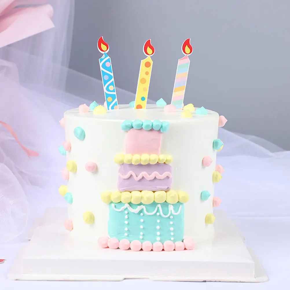 

40 Pcs Flame Candles Colorful Birthday Cake Decorations Party Supplies Wedding Baby Shower Decorative Party Prop