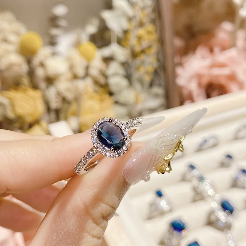 Created Sapphire Rings for Women Butterfly Design Fine Jewelry Gold Plated Natural Jade Ring Wedding Engagement Party Accessory