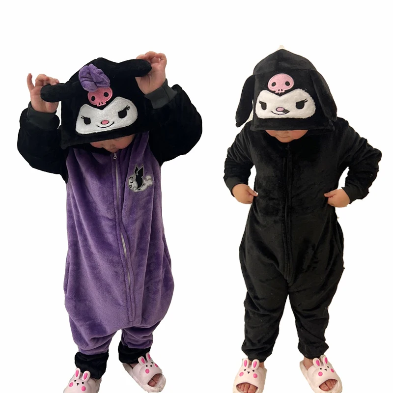 Children\'s Pajamas Kuromi Cosplay Costume for Kids Cartoon Kigurmi Girls Onesies Full Body Clothing Halloween Party Outfits