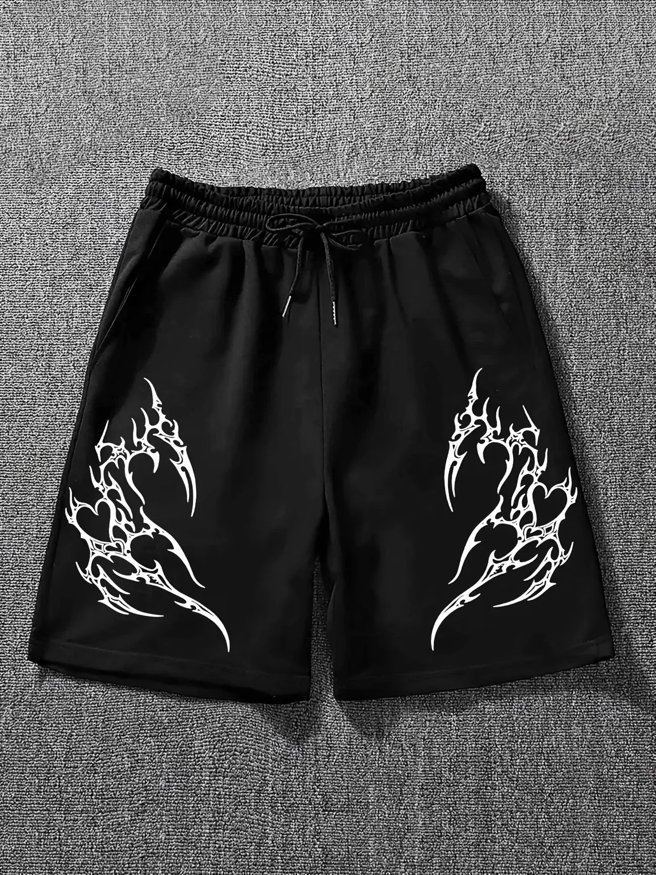 Summer Streetwear Y2k Black and White Thorn Lines Women Men Pickleball Drawstring Athletic Shorts Sweatpants Jogging Beach Pant