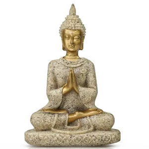 Sand Buddha Statue, Harzhandwerk, Wohnzimmer, Eintritt, Hausdekoration, Südostasien, Skulptur, Meditation, Bodhisattva 8 Hauptverkäufe fossiler Harz - №3
