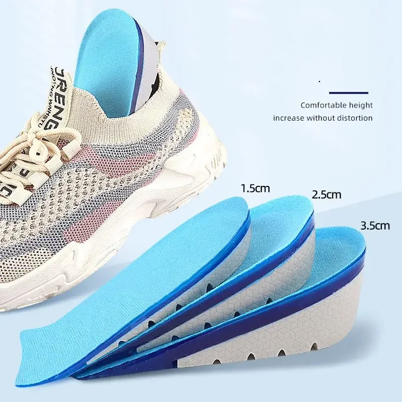 1Pair Silicone Height Increase Insoles Soft Elastic Half Size Shoe Inserts for Plantar Fasciitis Non-Slip Foot Pads for Comfort