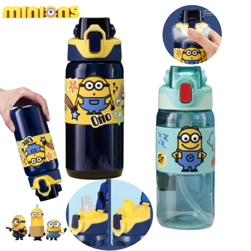 

Despicable Me Minions anime cartoon cute boys' plastic straw cup, personalized kawaii anti-drop large capacity straw cup Gift