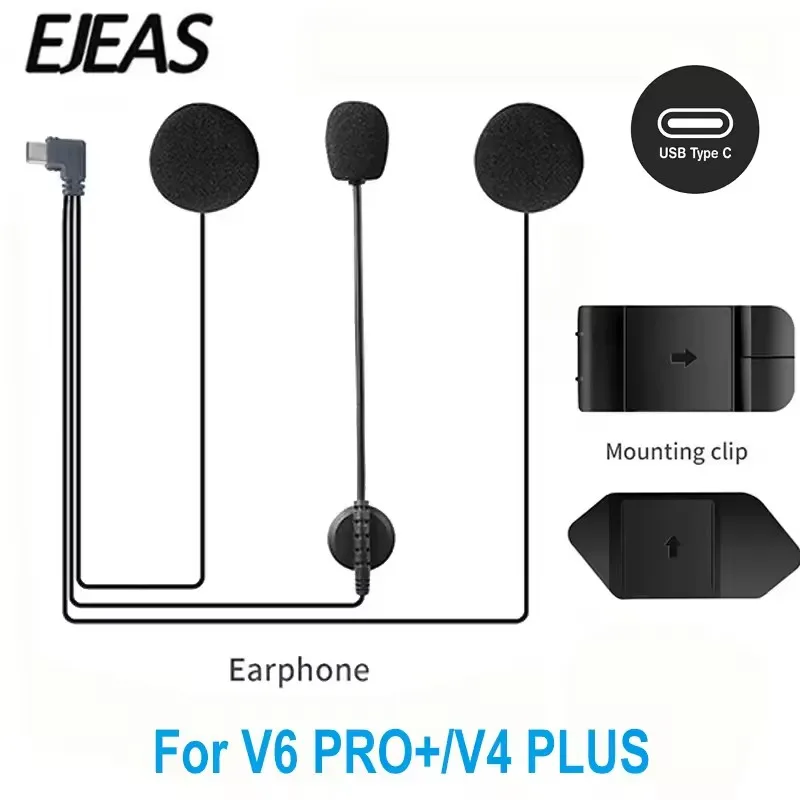

EJEAS V6 PRO + /V4 Plus Original Motorcycle Helmet Interphone Microphone Speaker Headset with Mounting Clips Double-Sided Tape