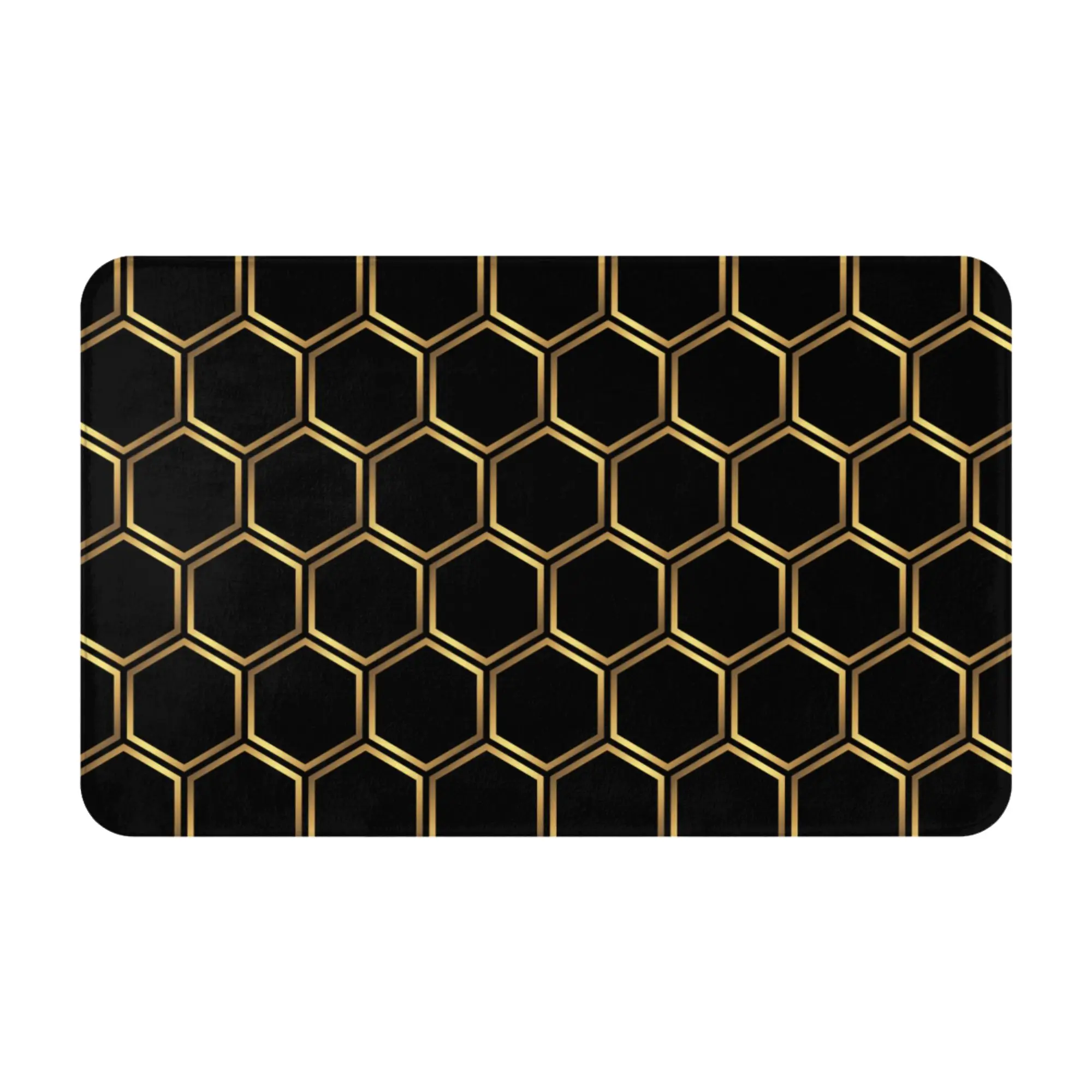 Golden Hexagon Honeycomb Seamless Print Non-slip Doormat Living Room Mat  Welcome Indoor Home Decorative
