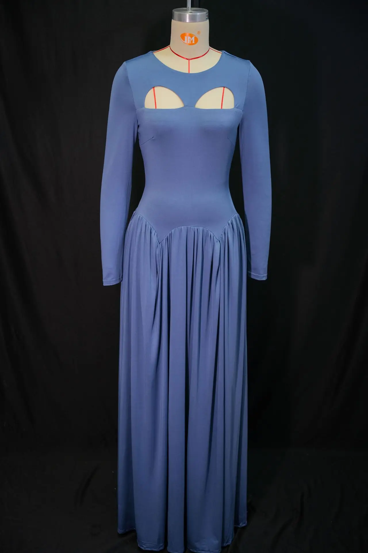 

Женское платье, модное, однотонное, с круглым вырезом, драпированным дизайном, вечернее платье, новинка весны, элегантное платье для вечеринок с высокой талией.