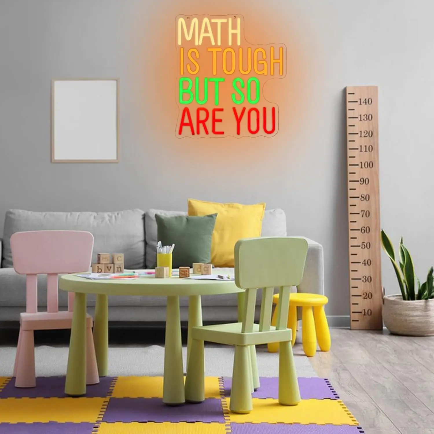 Math Is Tough But So Are You Neon Sign USB Dimmable LED Neon Light for Classroom Room Office Library Home Decoration Gift