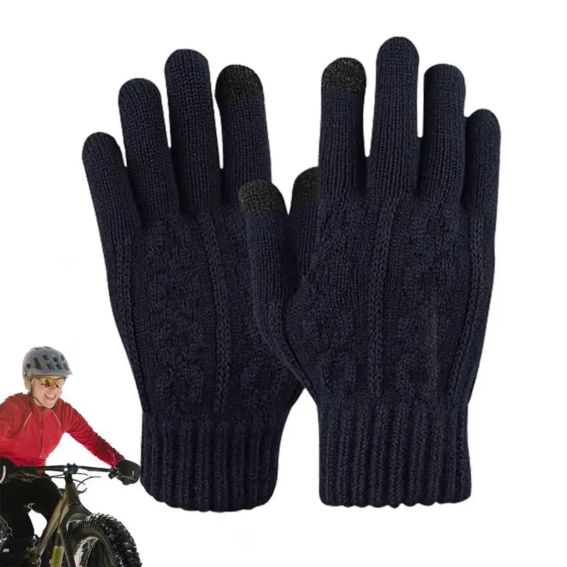 Cycling Gloves Warm Touchscreen Gloves With Non Slip Fingers Thickened Winter Gloves Outdoor For Women Men Keep Hand Warm