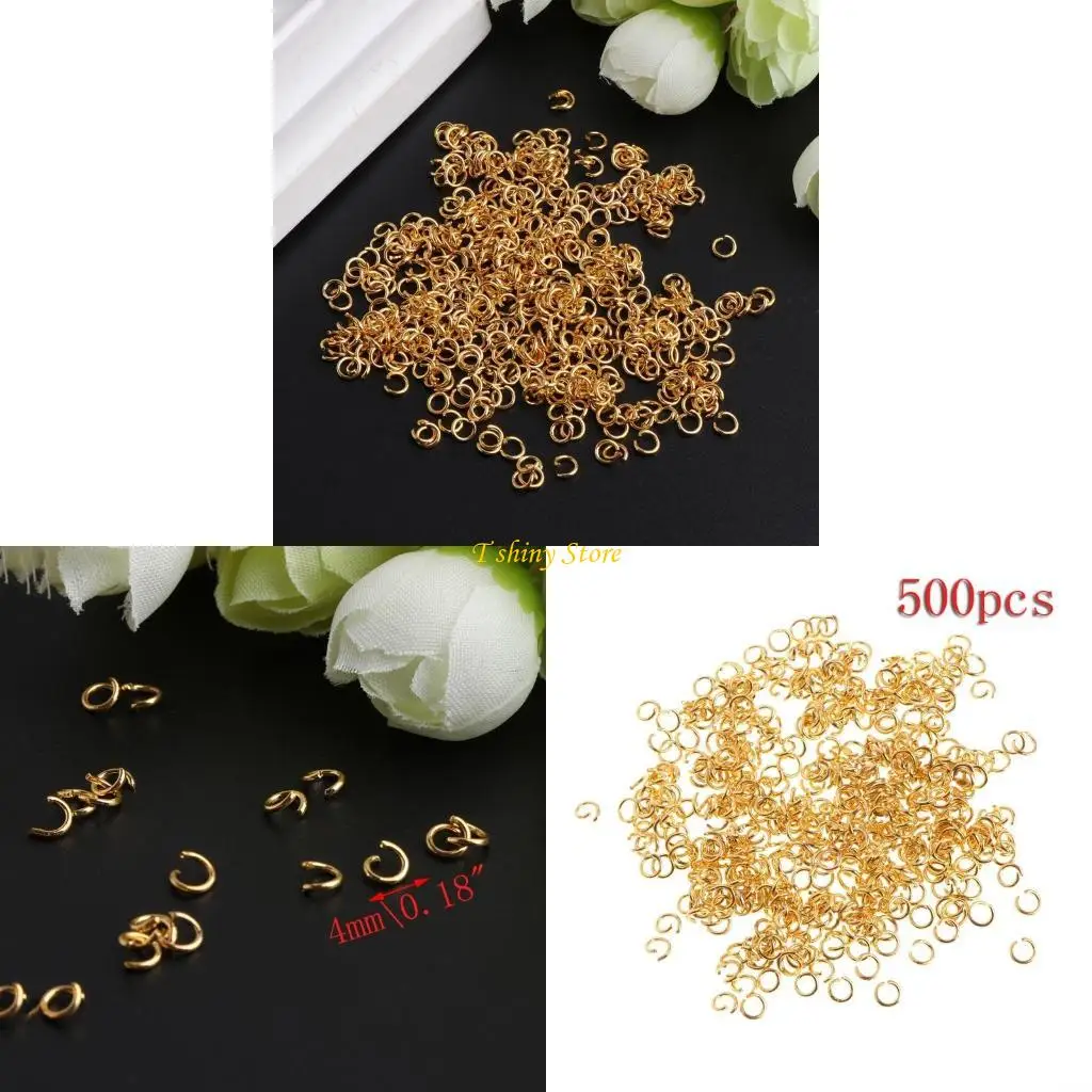 

N58F 500Pcs/Set 4mm Gold Plated Opening Jump Rings Connectors Jewelry Making