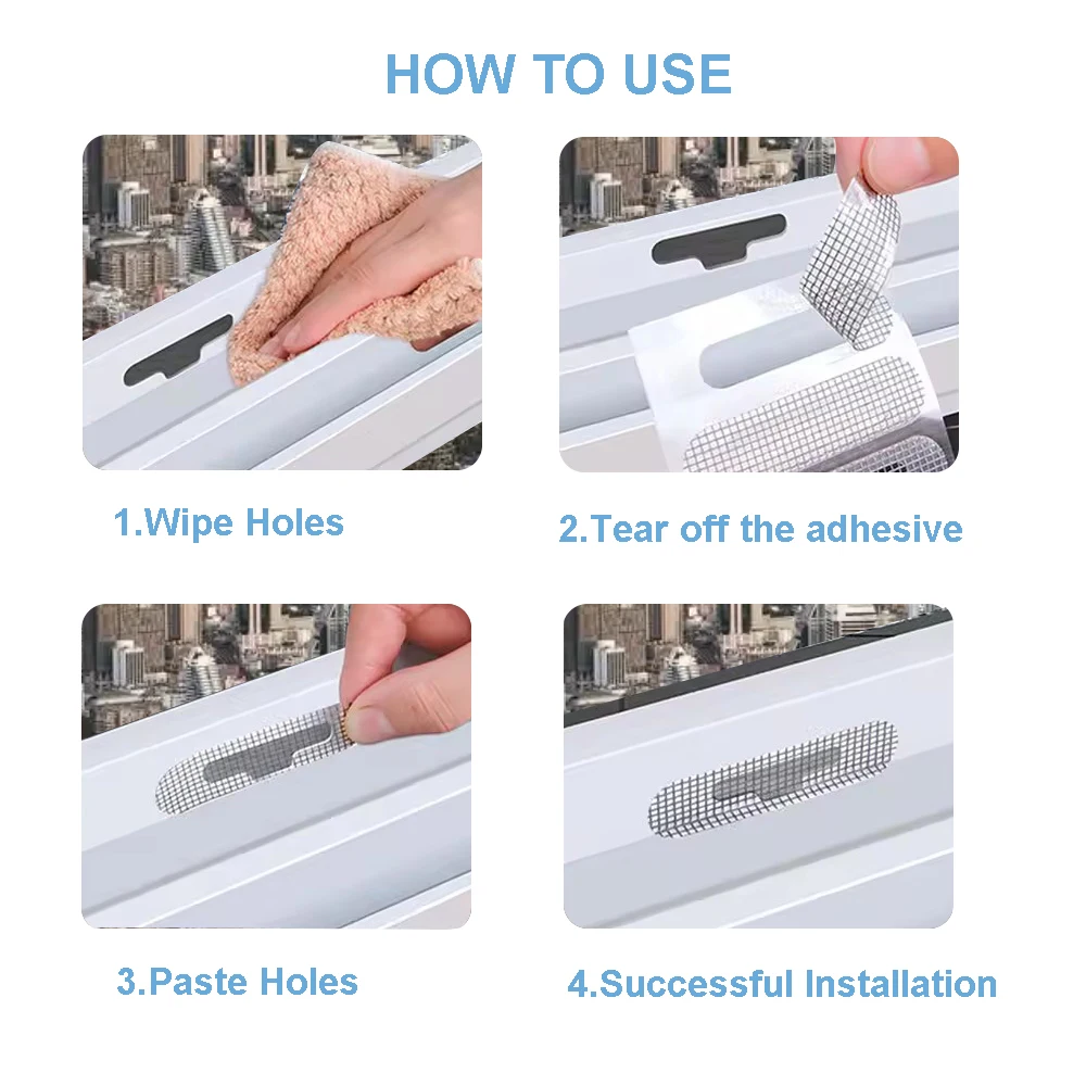 10-50 Stück Fenstergitter-Patch, Auspuffgitter, Fenster, Tür, Entwässerungsloch, Anti-Mücken-Paste, Mesh-Bildschirm, unsichtbare Reparatur-Zuschuss – Detail 2
