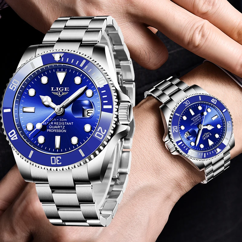 LIGE 2026 ساعات للرجال موضة غواص مقاوم للماء تاريخ ساعة الساعات العسكرية الرجال الرياضة ساعات رجالية كوارتز رجالية هدية reloj #1