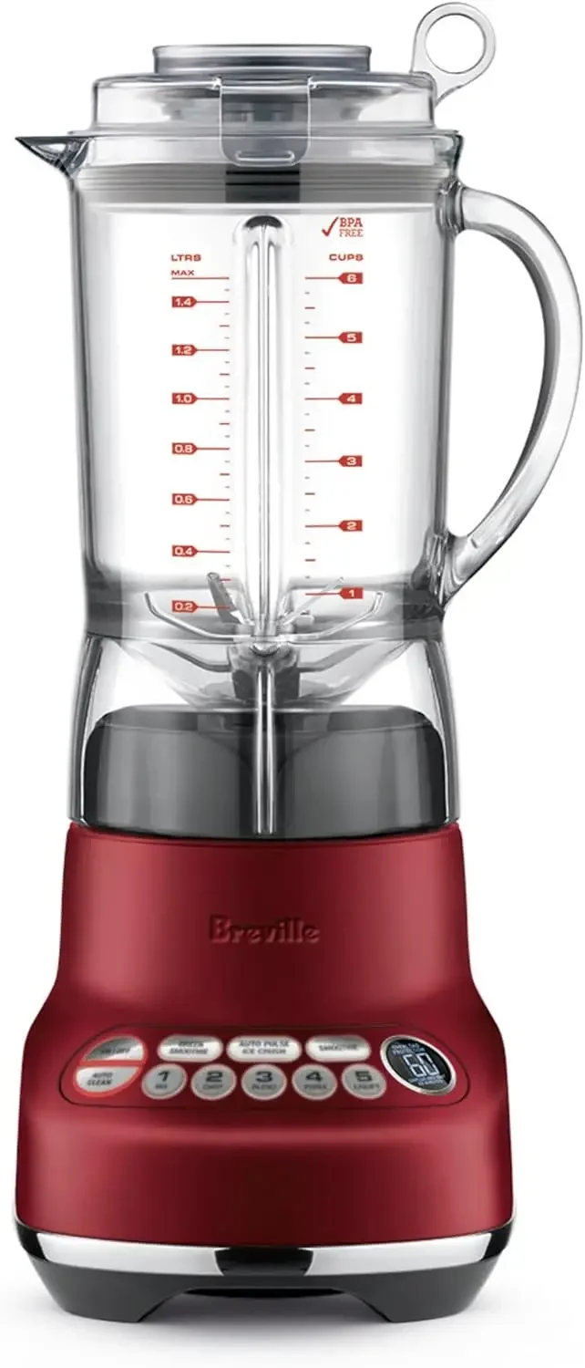 The Fresh & Furious Red Velvet 50 Oz Food Blender, 1100 Watts, 5 Speed Settings, Includes Accessories