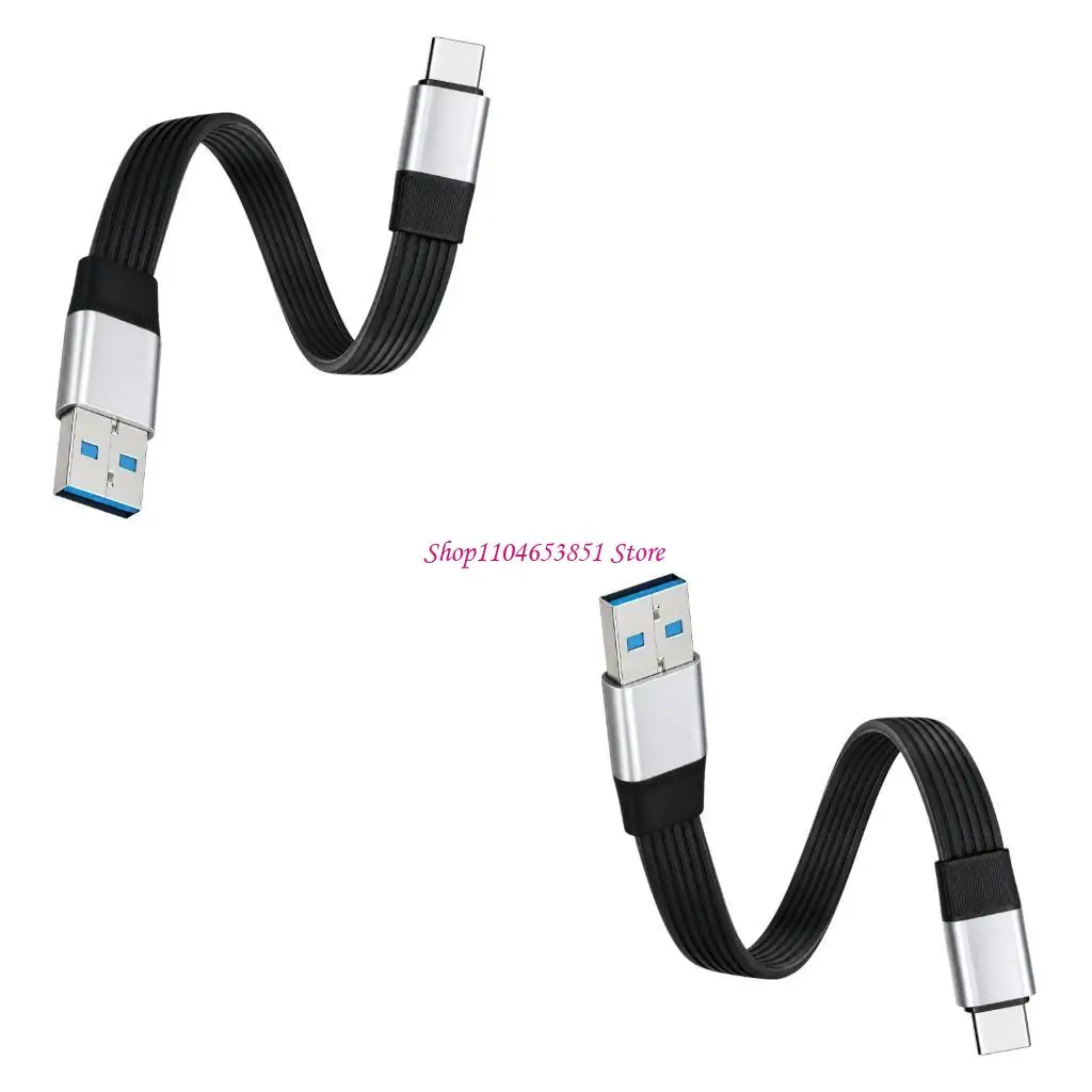 Flat USB A-to-C Charging Cable 15CM for File Transfer and Device Charging Tasks 