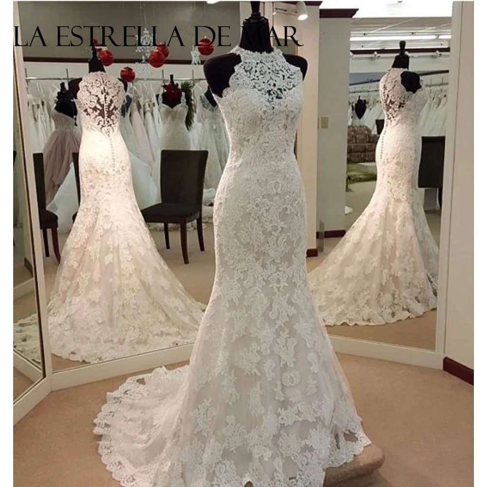Lace Corset Bridal Dress New O Neck Sexy Mermaid Suknia Slubna Plus Size Boho Large Size Wedding Gowns Long Robe for Woman