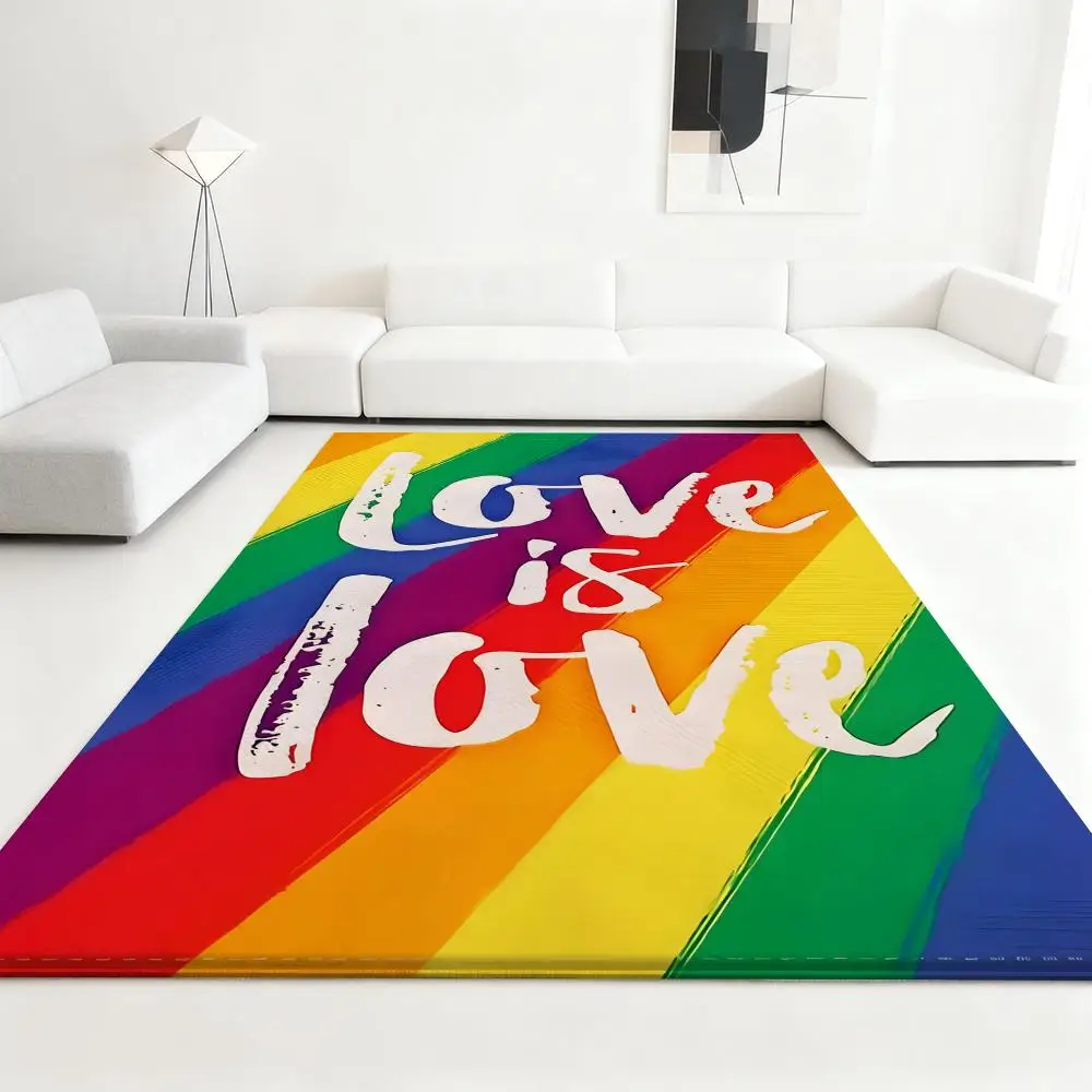 

LGBTs Rainbow Love asexuality Floor Mat Soft Thickened Absorbent Non-Slip Bedroom Living Room Door Mat Home Decor Flannel Rugs