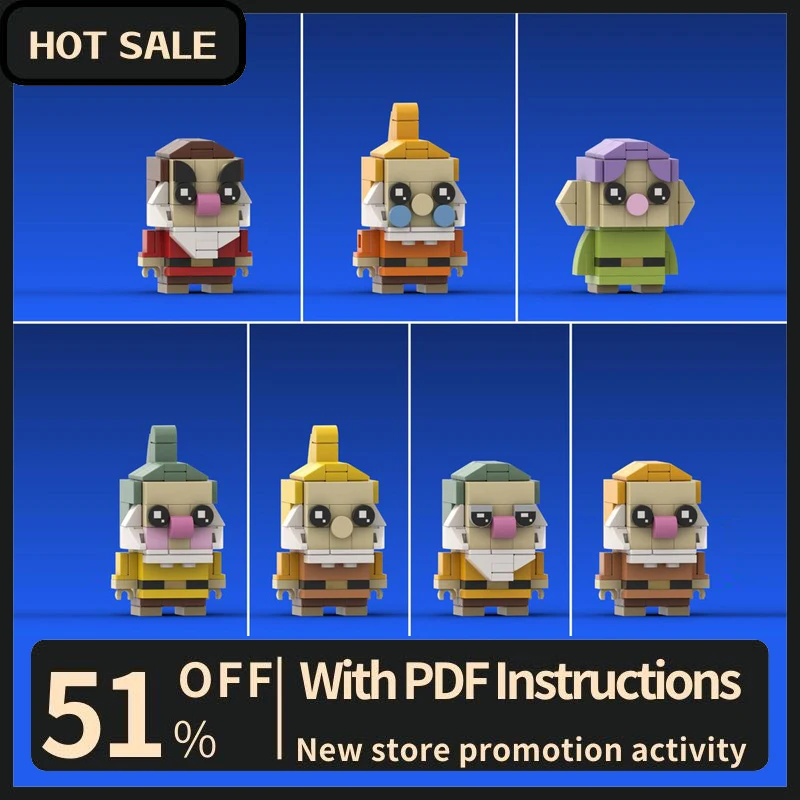 

Новинка, 591 шт., популярная анимационная серия, семь гномов, персонаж, фигурки с квадратной головкой, модельные блоки, креативные идеи «сделай сам», детские игрушки, подарки