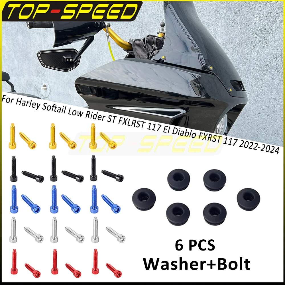 For Harley Softail Low Rider ST FXLRST 117 EI Diablo 117 Motorcycle Windscreen Fasterner Kit Black Bolt Washer Screw Fairing Nut