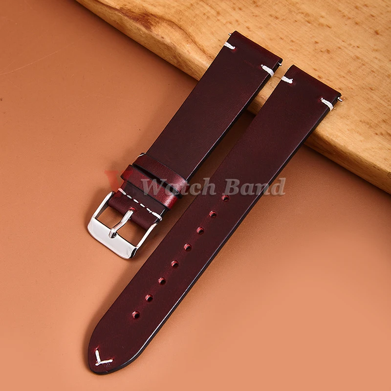 18 مللي متر 19 مللي متر 20 مللي متر 21 مللي متر 22 مللي متر 24 مللي متر معصمه الرجعية النفط الشمع جلد طبيعي حزام الساعات الإفراج السريع جلد العجل حزام ل Seiko ل رولكس #3