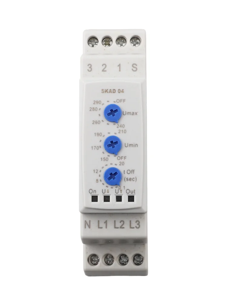 SKAD04 3 Phase Overvoltage Undervoltage P/rotector Relay For 220VAC For Power Supply System With DIN For Rail Mounting Gray Case