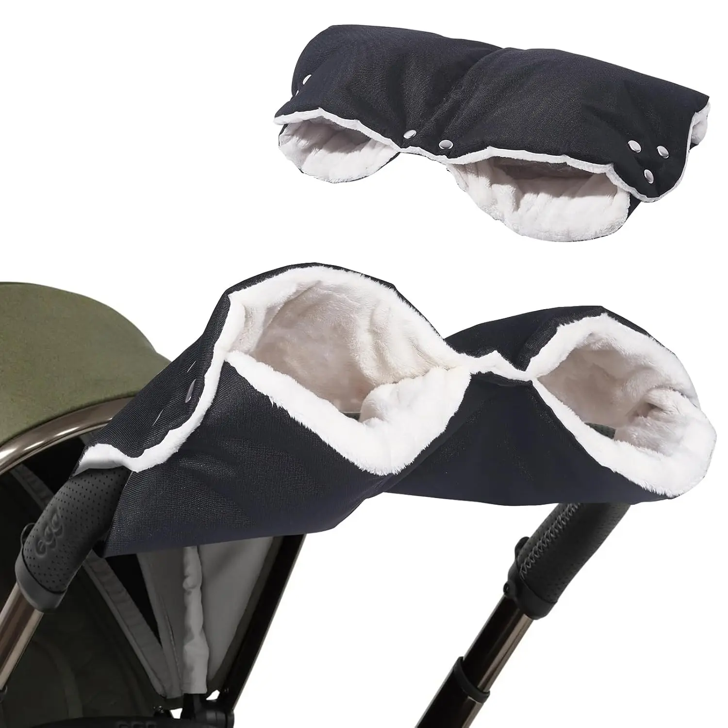 Universal Stroller Hand Muff, Fleece-Lined Pushchair Hand Warmer with Button Closure, Waterproof Windproof for Winter