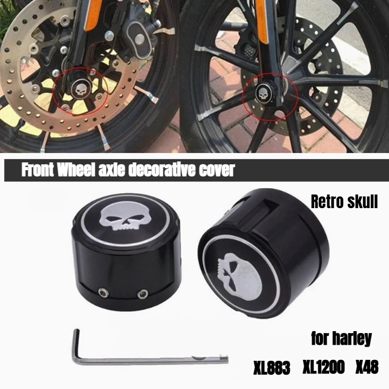 

Декоративная крышка оси переднего колеса мотоцикла в стиле ретро с черепом для Harley XL883/1200 X48 Dana Fat Boy Road King Great Glide Al Alloy