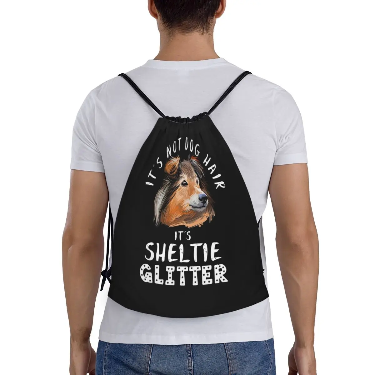 

Sheltie Dog Backpacks Fashion Portable Drawstring Bags Sports Bag Book Bags For Man Woman School