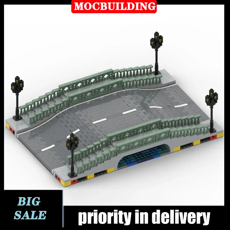 MOC City Road Bridge Modular Building Block Assembly DIY Road Lighthouse Gift Toy