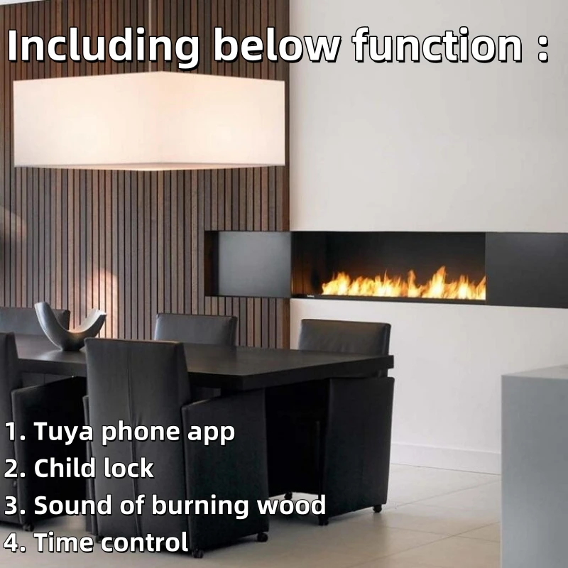 tuya wifi bio kamin  electric rectangular bioethanol burner remote ethanol automatic bio oil fireplaces