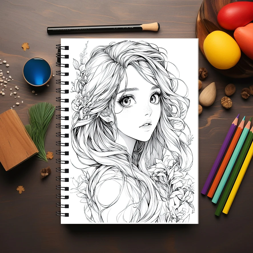 Anime Divas Adult Coloring Book - 8.3x 11.2 Inch 22 Page Coloring Book - Helps Reduce Stress and Ease Emotions