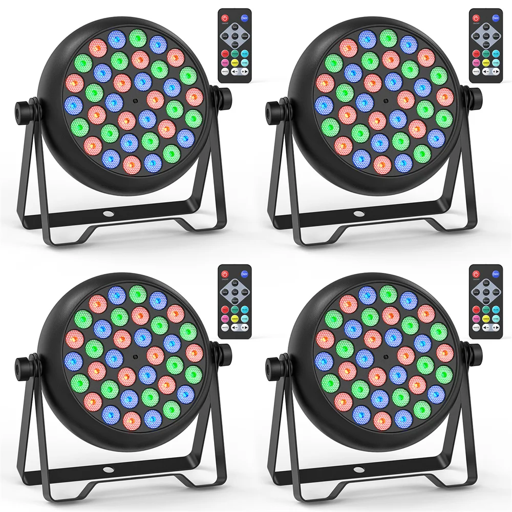 4Pcs 36 LED Par Light LED Stage Light with Remote Control and 4 Control Modes For Christmas Halloween Disco Show Concerts Party