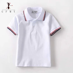 Kids Boys Lapel Short Sleeved White T-Shirt Tops Boys Summer Cotton Children's Polo Shirt Clothing for Boys Blouses GFMY6632