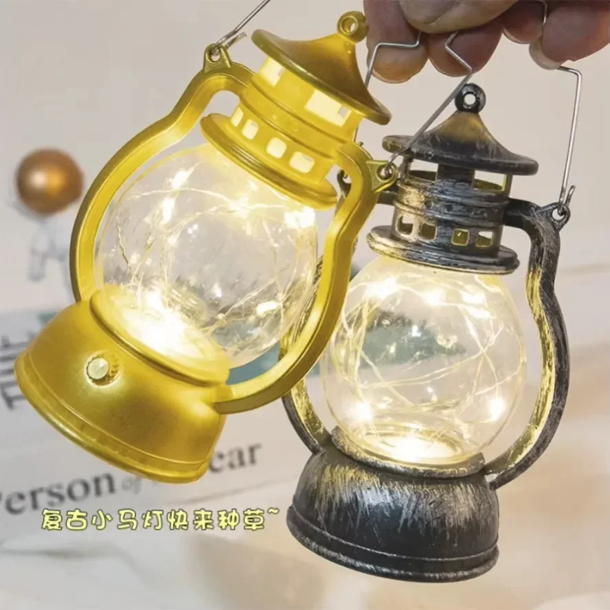 Retro Led Lantern Night Light Decoration Halloween Vintage Castle Hanging LED Light Retro Hanging Candle Holder Lantern Gift