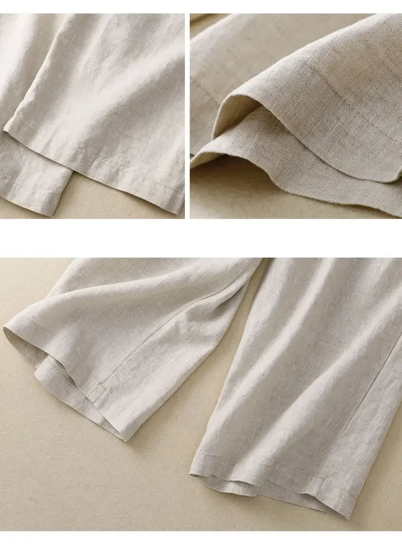 Cotton LinenCasual Solid Lace Up Elastic High Waist Loose Wide Leg Women's Pants Ankle-Length Pants For Women Clothing Fashion